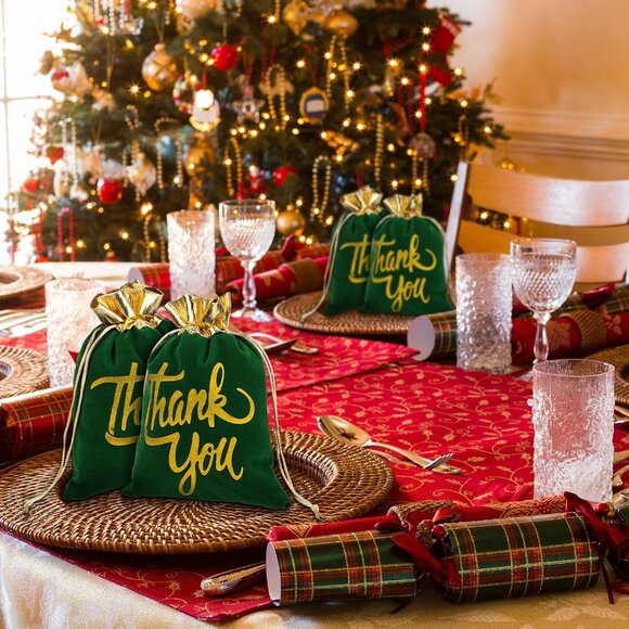 50 Pcs Thank You Velvet Bags with Drawstrings 5 x 7"- gift Pouch /Jewelry Bags - Picture 5 of 8